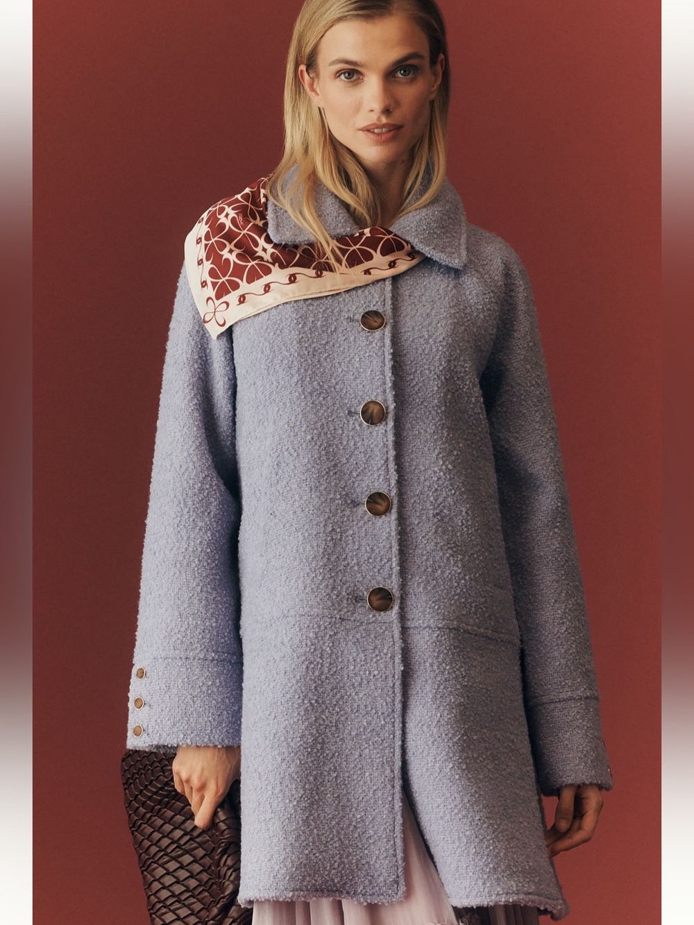 NWT Anthropologie Maeve Wool Blend Drop Waist Coat Lavender Size XS